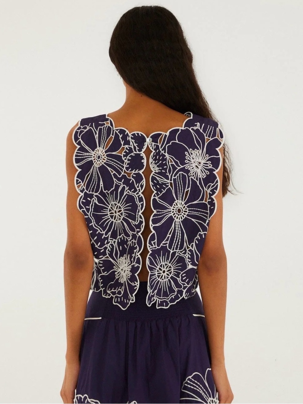 FARM Rio Navy and White Floral Maxi Skirt end top set 2 piece - Picture 2 of 5